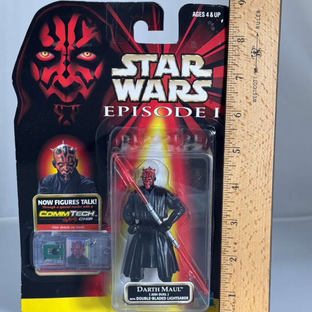 1998 Hasbro Star Wars Darth Maul Dbl Bladed Lightsaber CommTech Action Figure - Picture 8 of 9